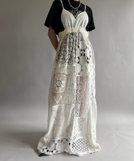 【RE;CIRCLE】RE Crochet Patch Back RBN Camisole One-Piece/250320-006