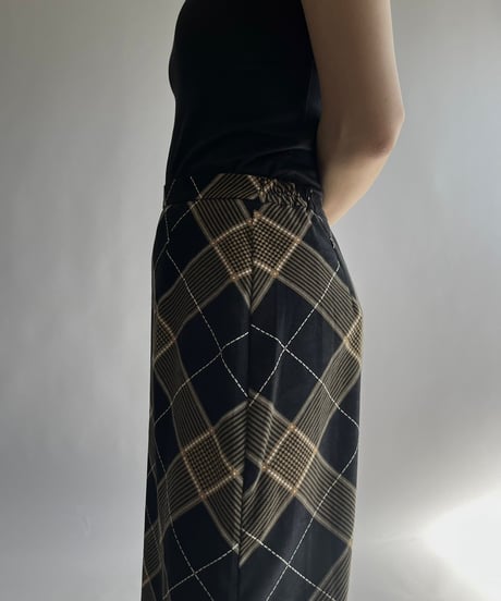 【USED】 Check Patterned Velour Skirt / 241019-025