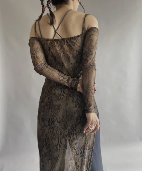 【USED】 Poly Leopard Patterned See-through One-piece / 230401-020