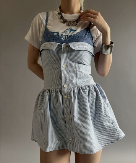 【RE;CIRCLE】  RE Stripe Shirt Mini One-Piece / 260611-002