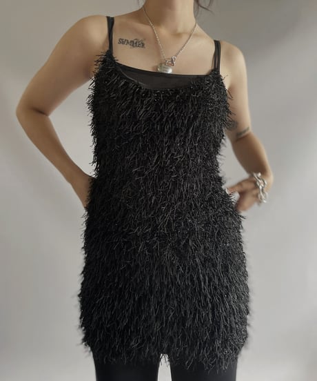 【USED】 Fur Lame Camisole Top / 231009-029