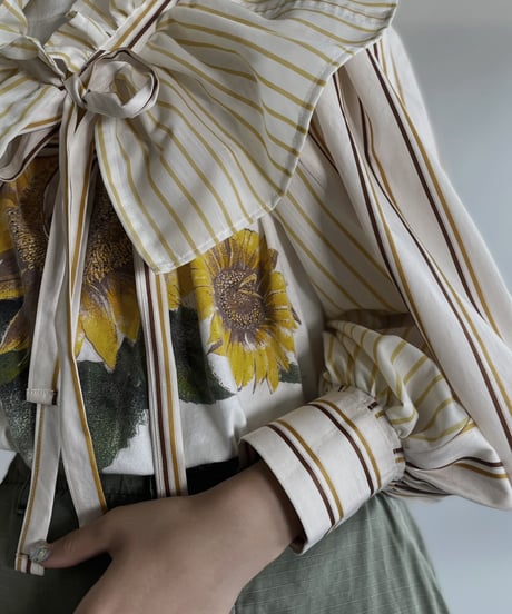 【RE;CIRCLE】 RE Striped Shirt Detachable Collar + Bolero / 220609-001