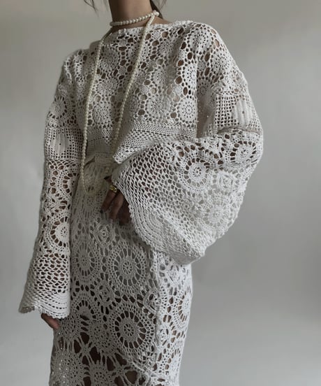 【RE;CIRCLE】 RE Crochet Lace Shirt Tops / 220427-011