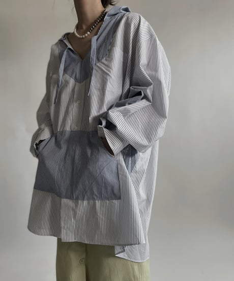 【RE;CIRCLE】 RE Stripe Shirt Mexican Hoodie / 220423-035