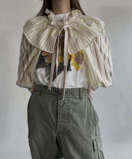 【RE;CIRCLE】 RE Striped Shirt Detachable Collar + Bolero / 220609-001