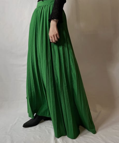 【USED】 Poly Long Pleats Skirt①/20210819-005