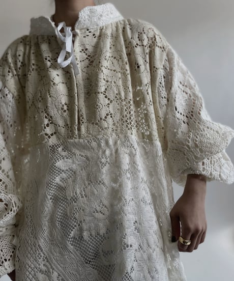 【RE;CIRCLE】 RE Crochet Lace Open Collar One-piece / 220427-030