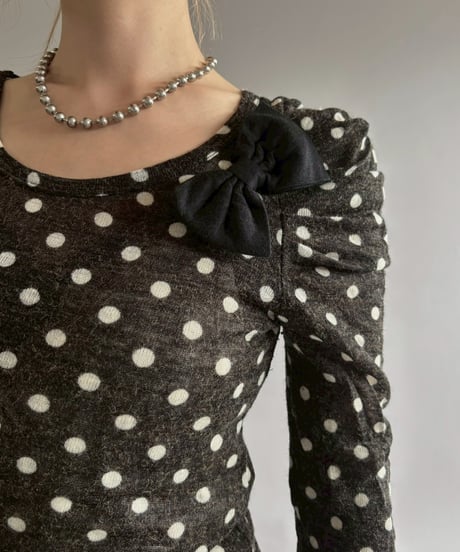 【USED】 Dot Pattern Knit Top / 251129-006
