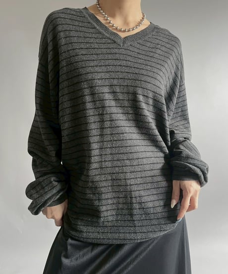 【USED】 Cotton Cashmere Border Knit / 251122-014
