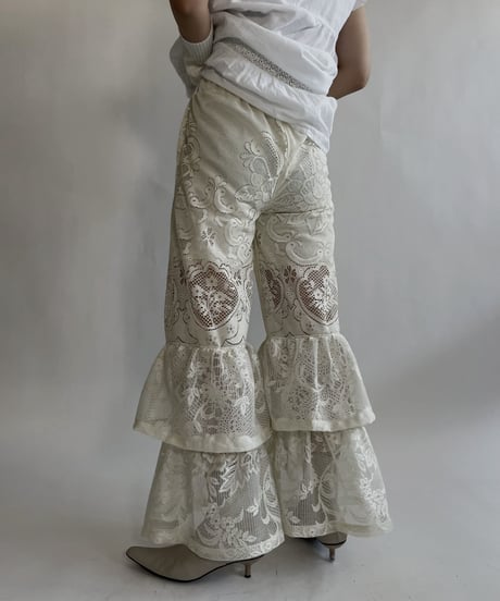 【RE;CIRCLE】 RE Crochet Lace Tiered Pants / 220526-041