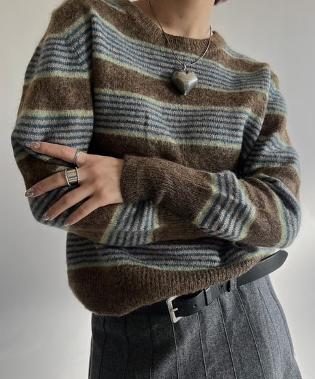 【USED】 Pattern Wool Knit Top /250118-028