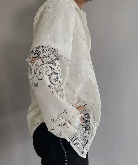 【RE;CIRCLE】 RE Men's Crochet Lace Shirt / 220915-006
