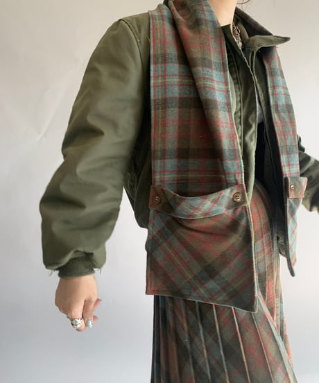 【USED】 Check Patterned Wool Long Skirt / 241124-008