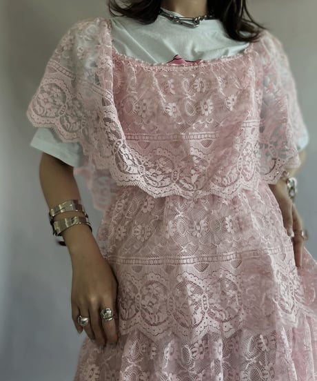 【USED】 Flower Pattern Sleeveless  Poly Tiered One-piece / 230520-008