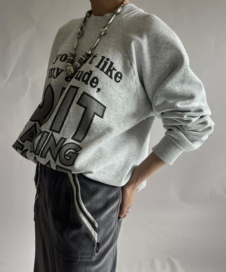 【USED】  Made in USA 90's Fruit of the Loom Quit... Sweat Top /241214-023