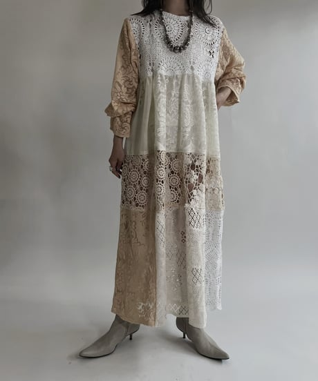 【RE;CIRCLE】 RE Crochet Lace Patchwork One-piece / 220526-009