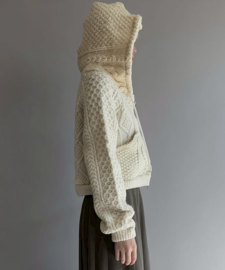 【RE;CIRCLE】 RE Aran Knit Double Zip-up Parka / Ivory / 251030-007