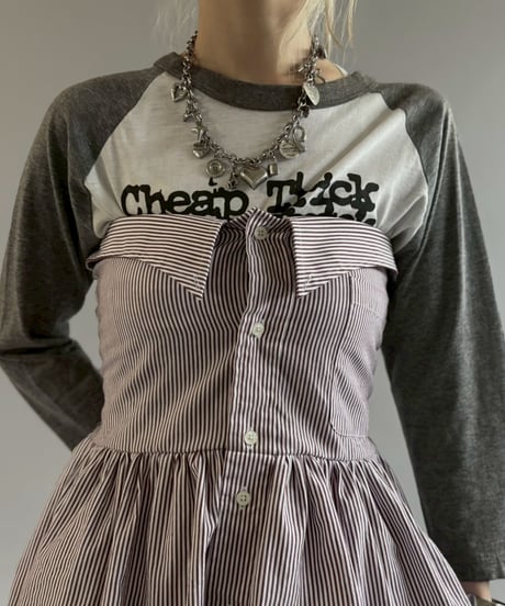 【RE;CIRCLE】  RE Stripe Shirt Mini One-Piece / 260611-009