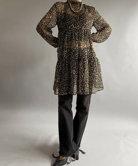 【USED】Leopard Patterned Sheer Top /240907-019
