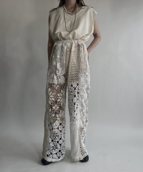 【RE;CIRCLE】 RE Crochet Patchwork Pants / 220623-027