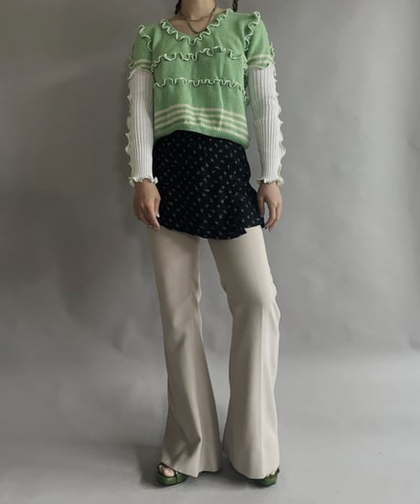 【USED】 Flower Patterned Poly Mini Skirt / 230323-003