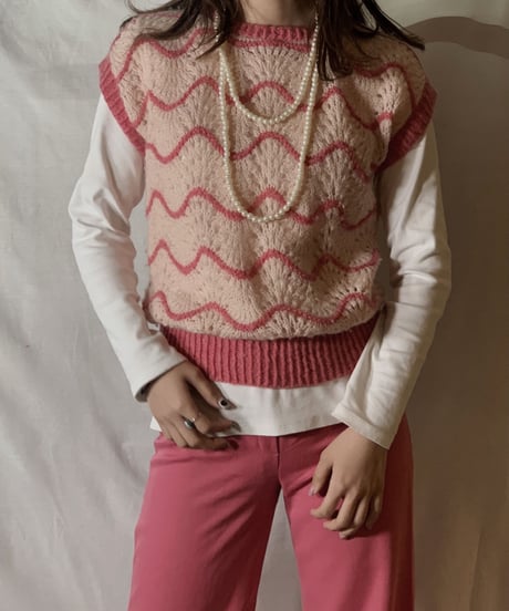 【USED】  N/S Crocket Knit Top①/210303-024