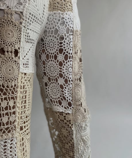 【RE;CIRCLE】 RE Crochet Patchwork Pants / 220728-027