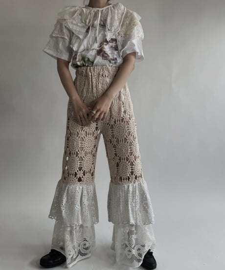 【RE;CIRCLE】 RE Crochet Lace Tiered Pants / 220526-025