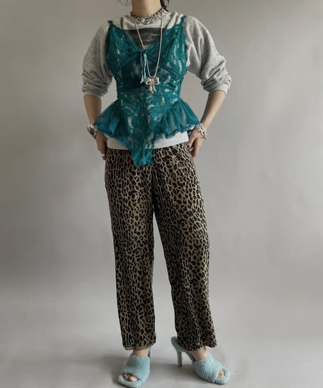 【USED 】Ralph Lauren Silk100% Leopard Patterned Pants/ 240414-033