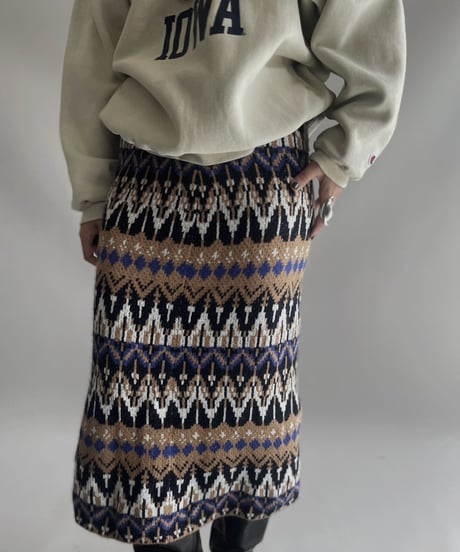 【USED】 Patterned Knit Skirt / 231028-010