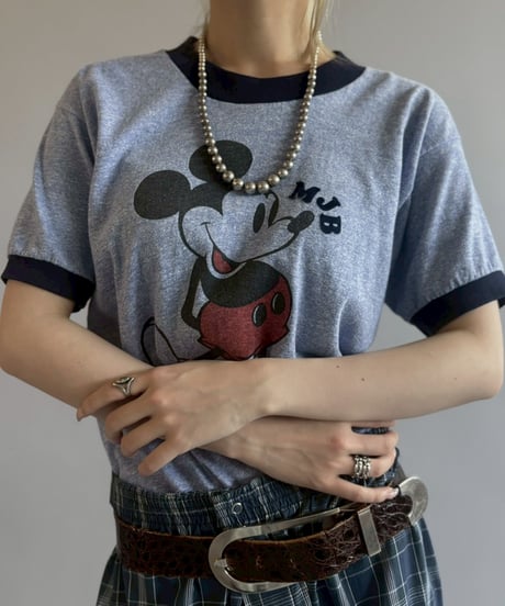 【USED】 Made in USA Mickey Mouse Ringer T-Shirt / 260523-010