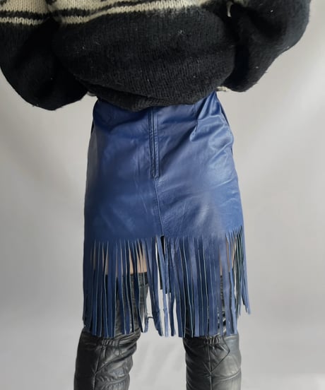 【USED】  Real Leather Fringe Skirt / 231112-011