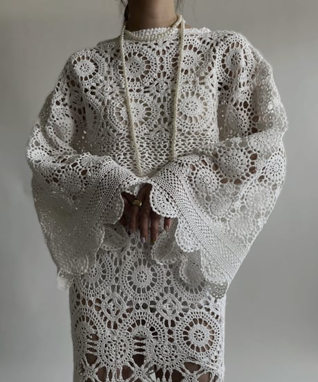 【RE;CIRCLE】 RE Crochet Lace Shirt Tops / 220427-012