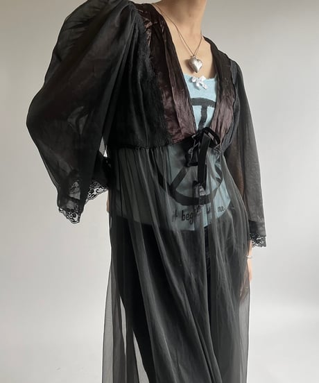 【USED】  Lace Pattern Sheer Long One-Piece /250301-011