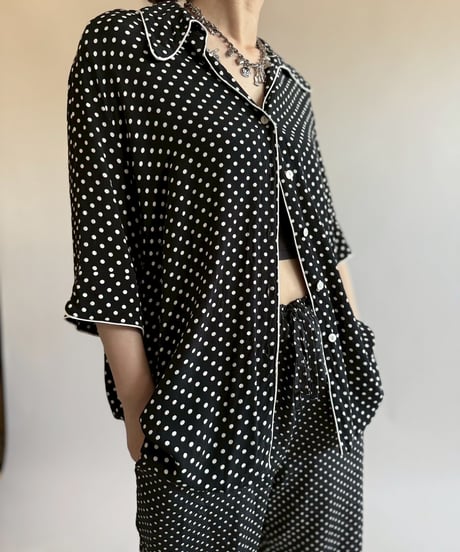 【USED】  Dot Pattern 100% VISCOUSE Pajama Shirt/250510-043