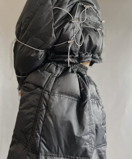 【RE;CIRCLE】 RE Draw Code Short Down Black×Gray + Skirt Co-ord Sets / 221215-011