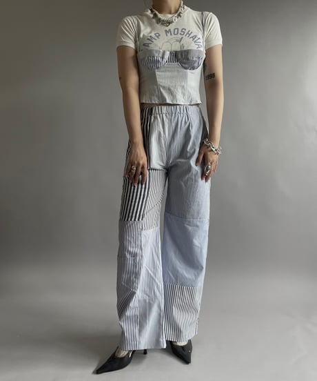 【RE;CIRCLE】 Re Corset Patchwork Stripe Shirt  /  240926-009