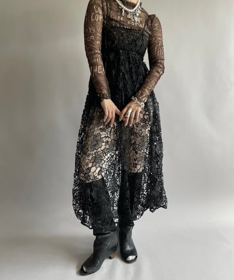 【USED】 Dead Stock Lace Patterned Camisole Long One-Piece /240914-027