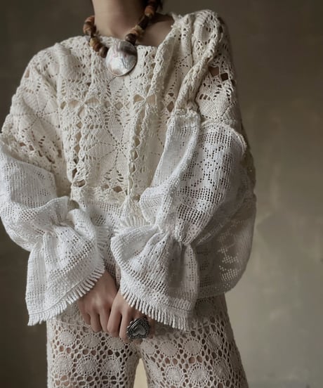 【RE;CIRCLE】 RE Crochet Patchwork L/S Top⑤/20220317-007