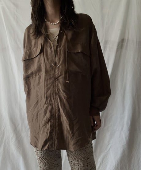 【RE;CIRCLE】 RE Lace Up Silk Pullover Shirt②/210611-014