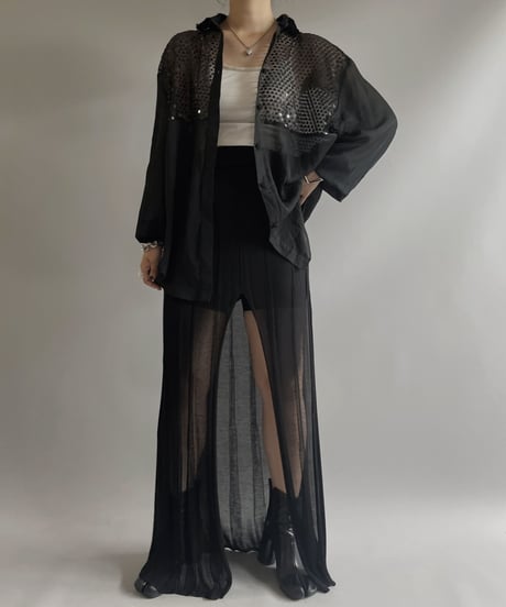 【USED】 L/S Spangle Sheer Shirt / 230722-012