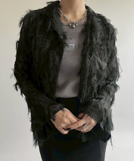【USED】 Fringe Design Sheer Open Collar Shirt / 250526-004