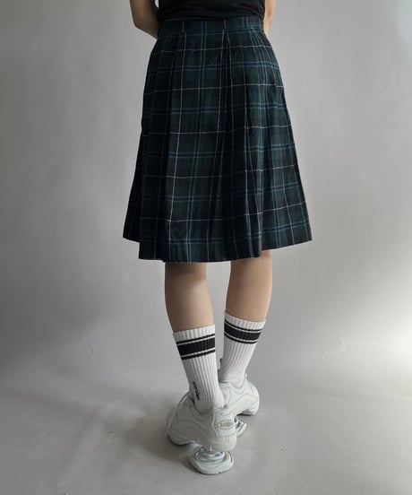 【USED】 Check Patterned Wool Pleats Skirt / 241019-031