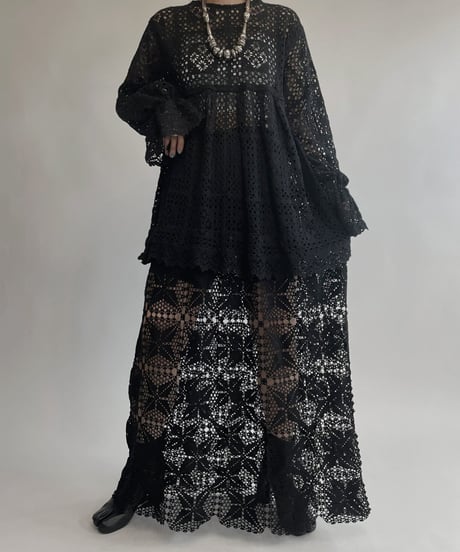 【RE;CIRCLE】 RE Crochet Lace One-piece Black / 230330-009
