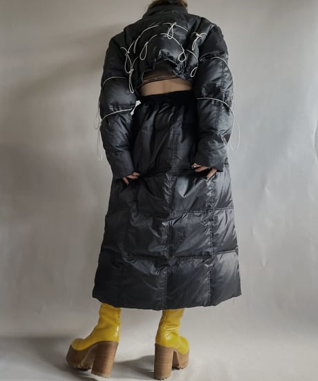 【RE;CIRCLE】 RE Draw Code Short Down Black×Gray + Skirt Co-ord Sets / 221215-011
