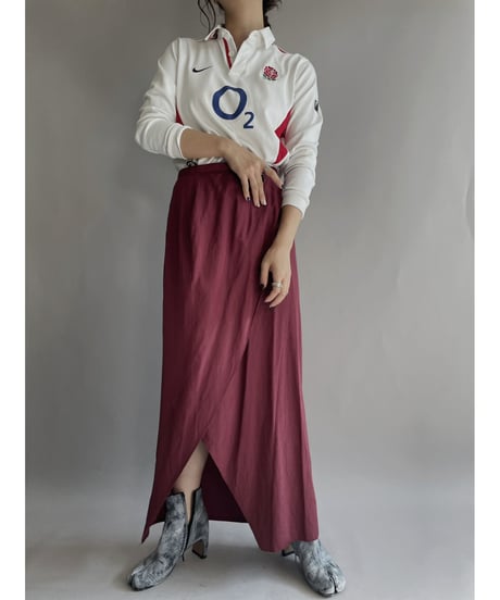 【USED】  Poly Long Skirt Red / 221112-009