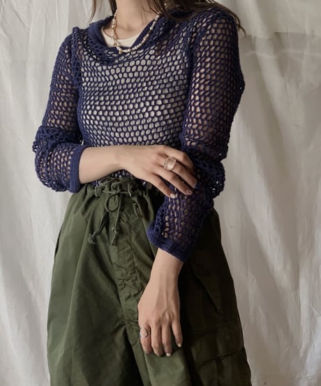 【USED】  Crochet Knit Top/210506-040