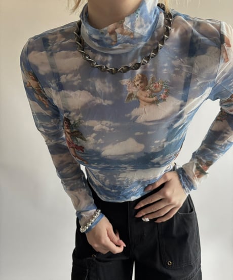 【USED】 Angel Pattern L/S Sheer Top  / 250531-008