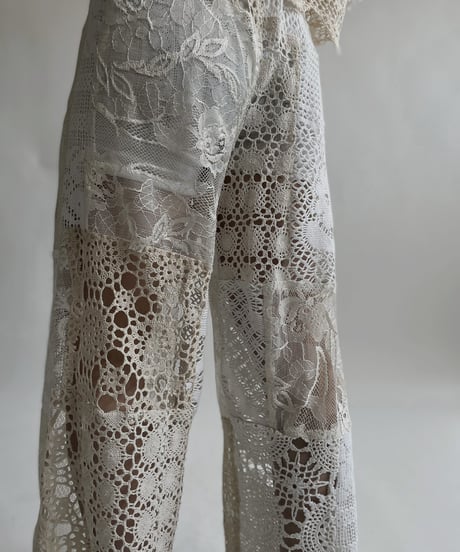 【RE;CIRCLE】 RE Crochet Lace Patchwork Pants / 220427-019