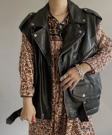 【USED】 Made in USA PARK Leather Rider's Vest /240127-022